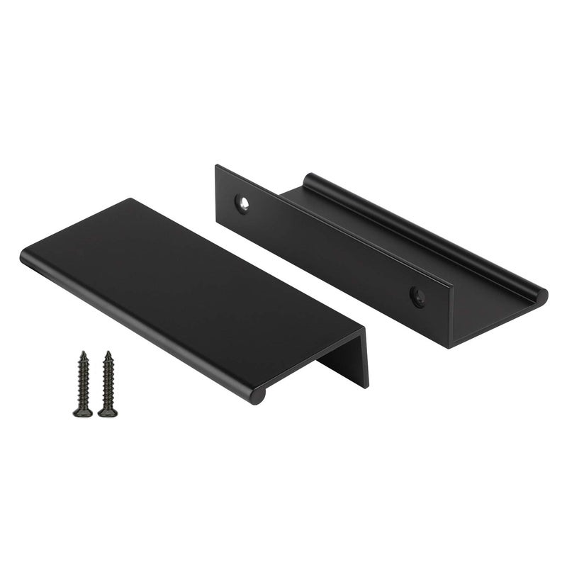 Peaha 10 Pack Black Cabinet Pulls Kitchen Handles 3 inch Aluminum Alloy Edge Finger Pull Dresser Drawer Handles - Image 1